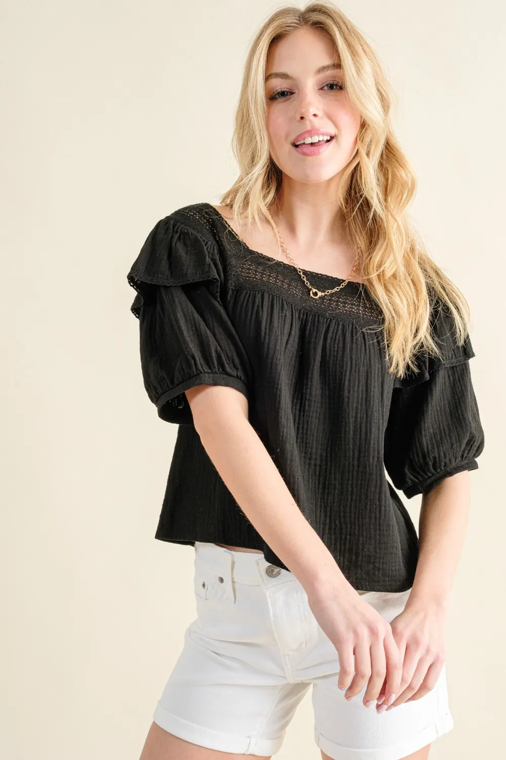 Square Neck Ruffled Blouse, image 4