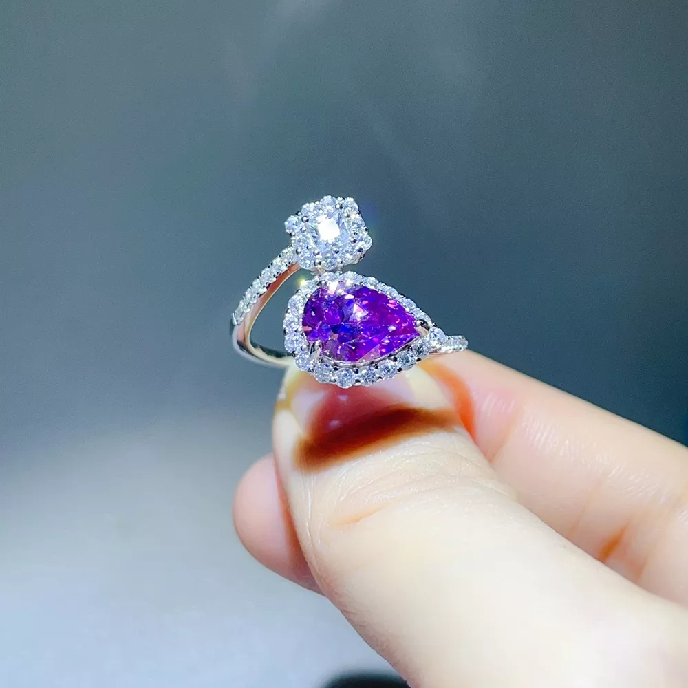 2 Carat Moissanite 925 Sterling Silver Bypass Ring, image 3