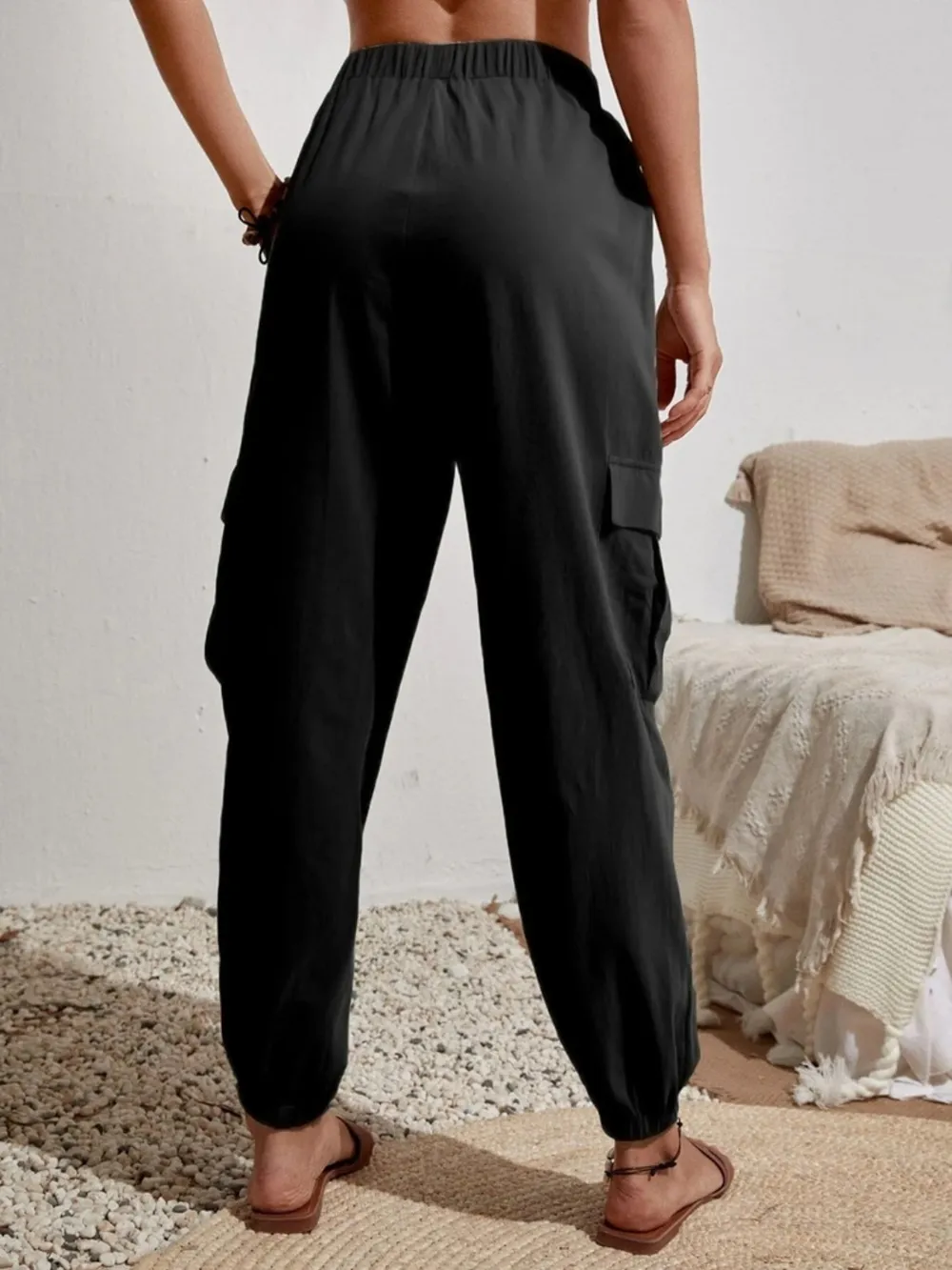 Drawstring Joggers with Cargo Pockets, image 21