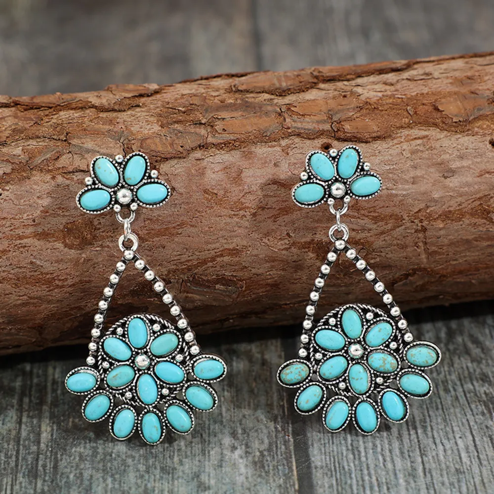 Artificial Turquoise Teardrop Earrings, image 2