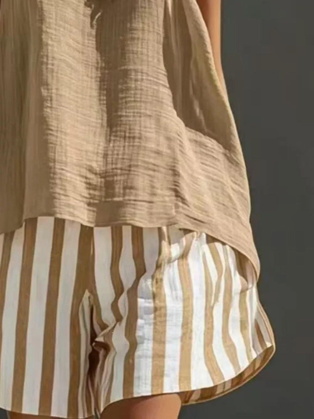 Round Neck Tank and Striped Shorts Set, image 6