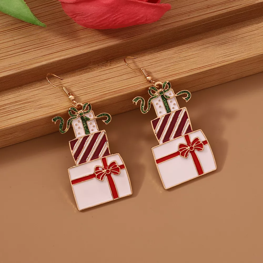 Christmas Gift Box Dangle Earrings, image 2