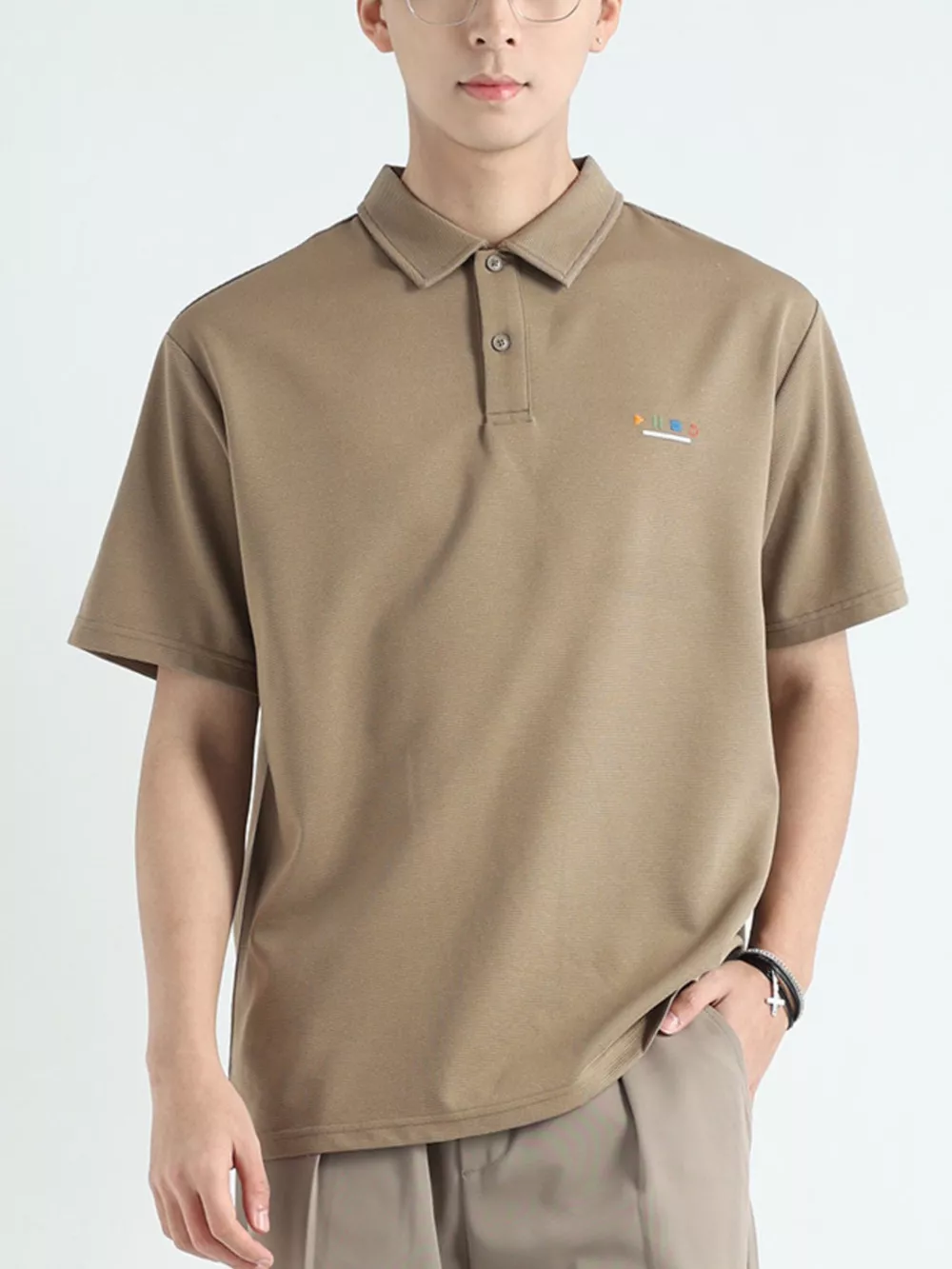 Men's Plus Size Button Detail Short Sleeve Polo, image 2