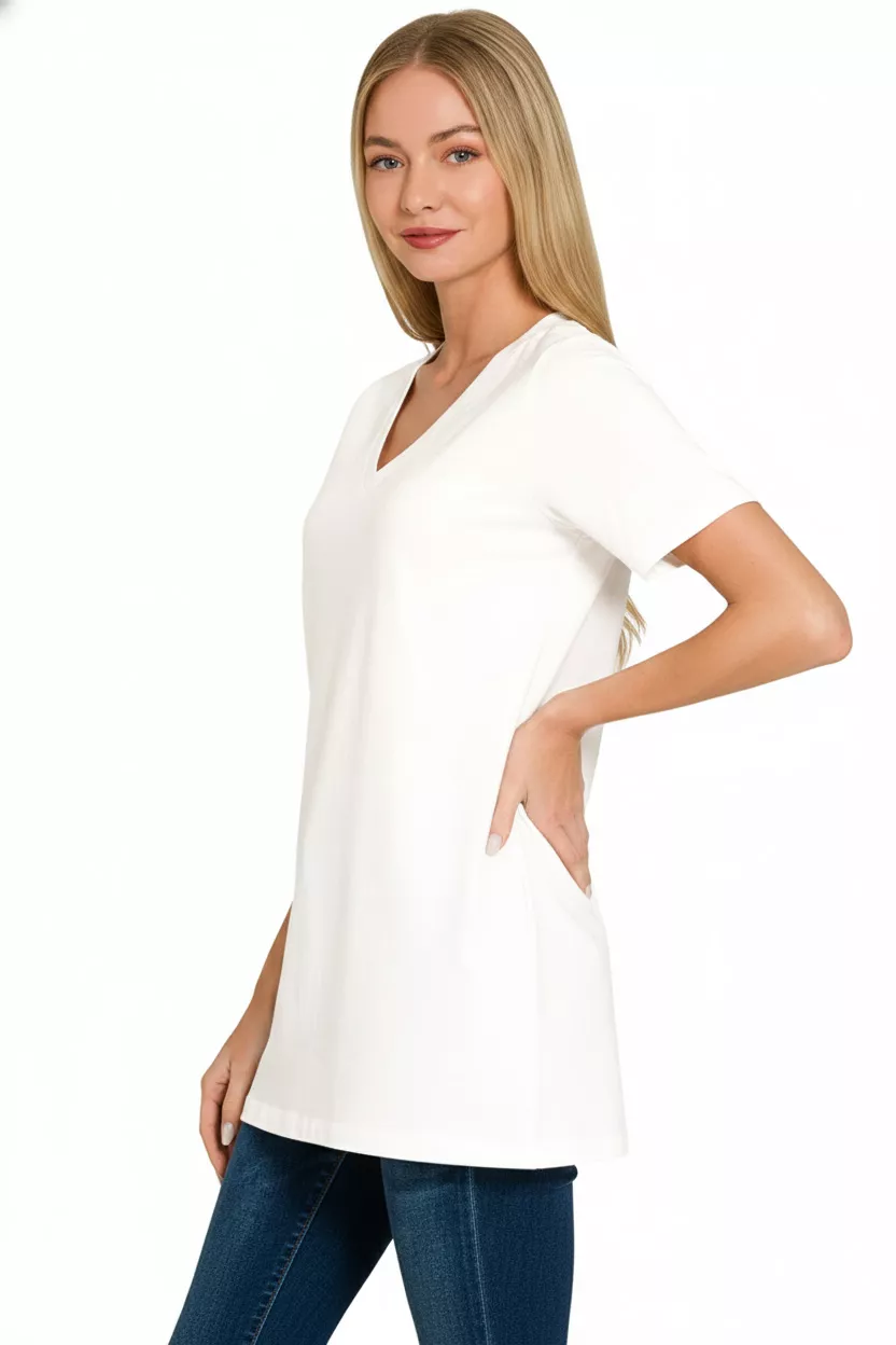 V-Neck Short Sleeve T-Shirt, image 3
