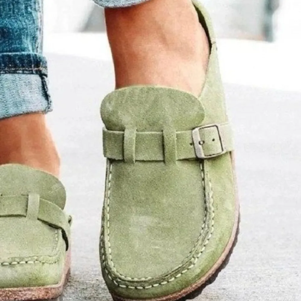 Round Toe Low Heel Buckle Loafers, image 11