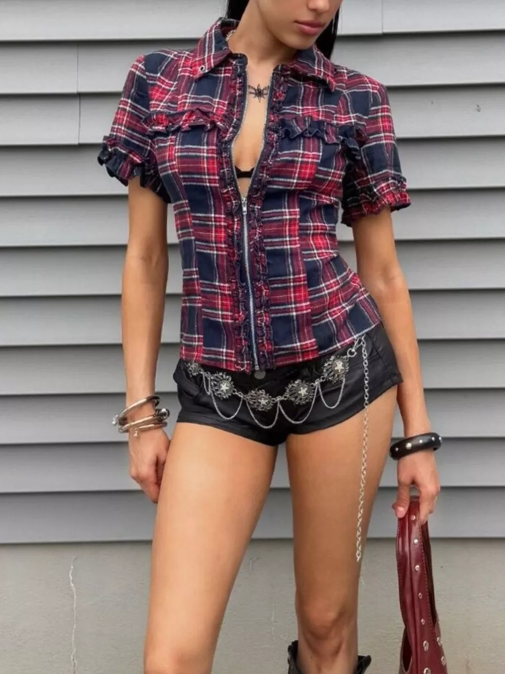 Plaid Zip-Up Shirt, image 4