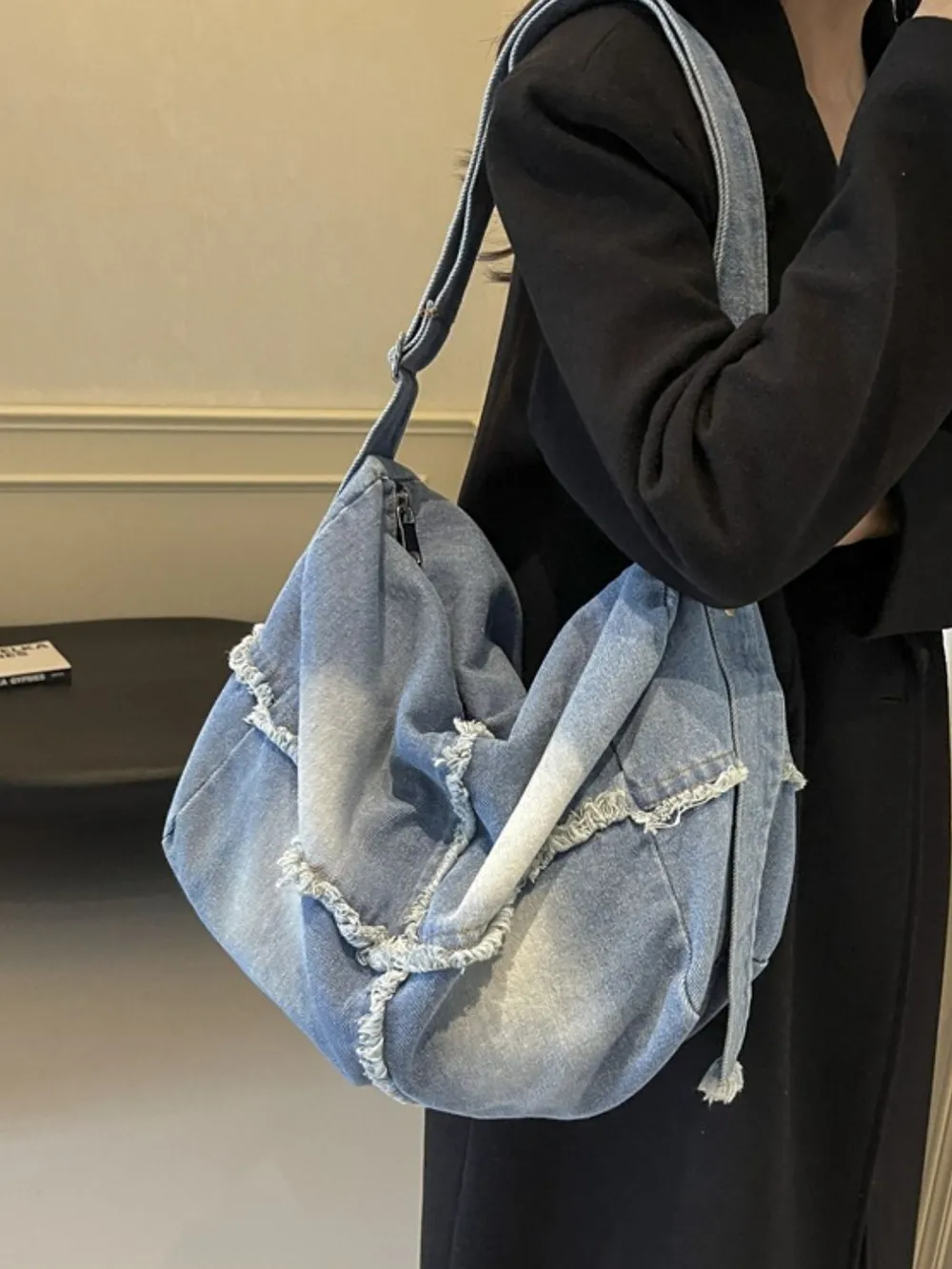 Raw Hem Gradient Crossbody Bag, image 11