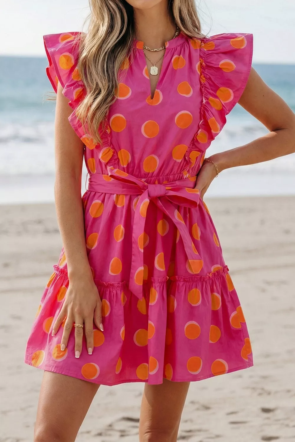 Ruffle Sleeve Polka Dot Mini Dress, image 3