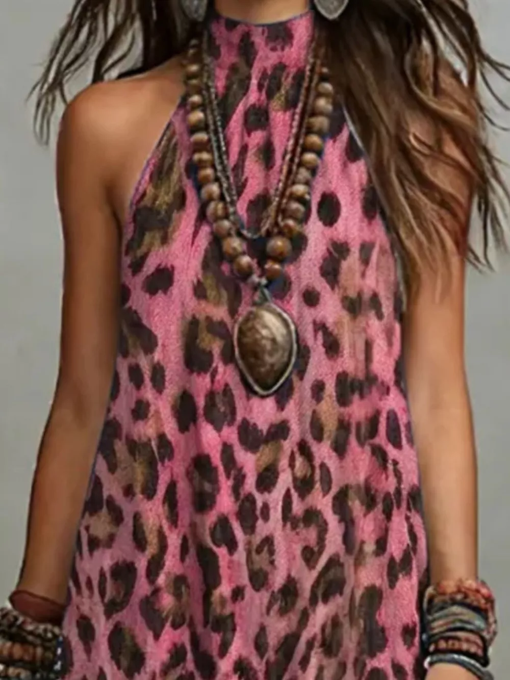 Leopard Print Sleeveless Maxi Dress with Side Slit, image 6