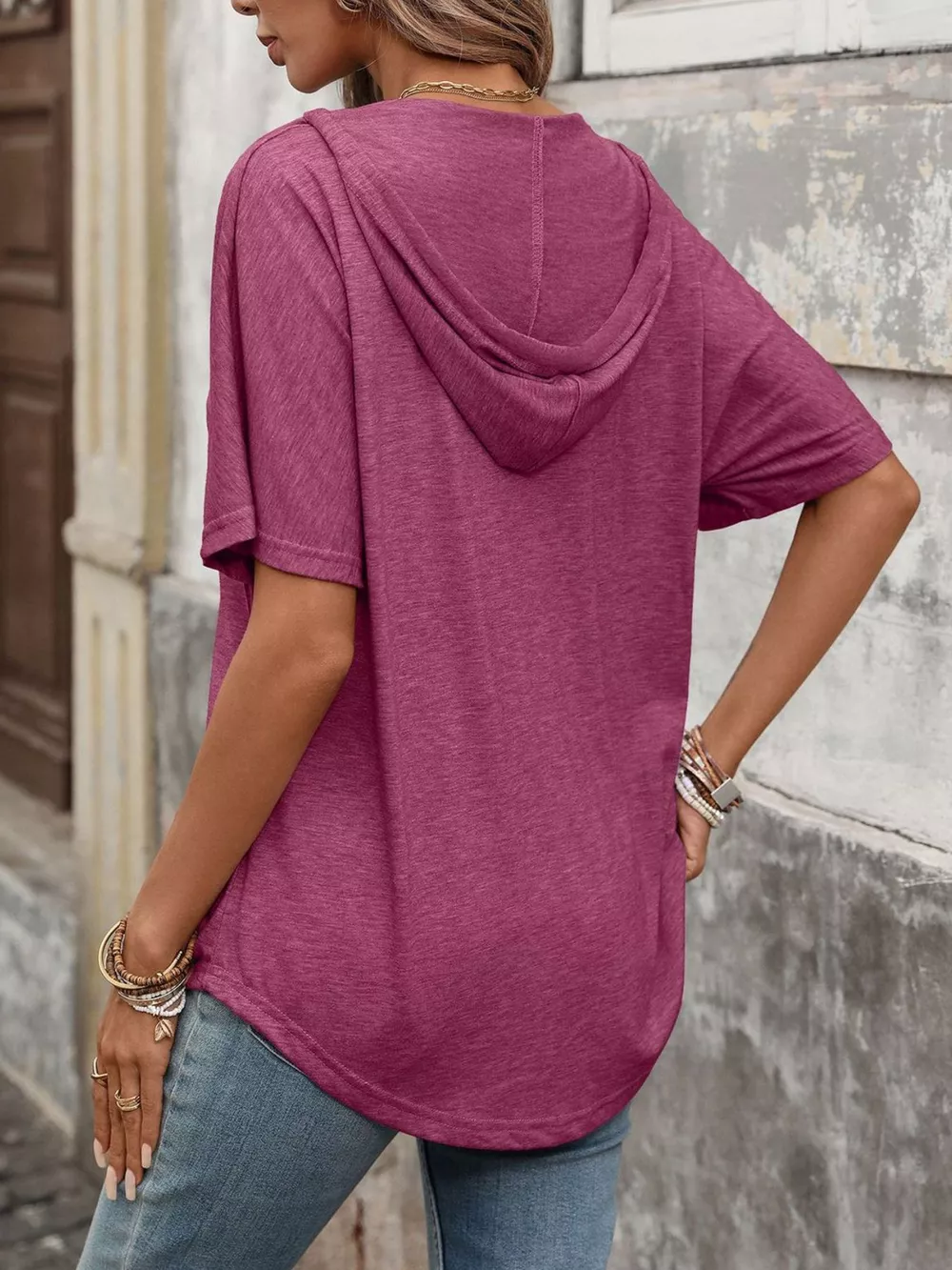 Casual Short Sleeve Hooded T-Shirt, image 21