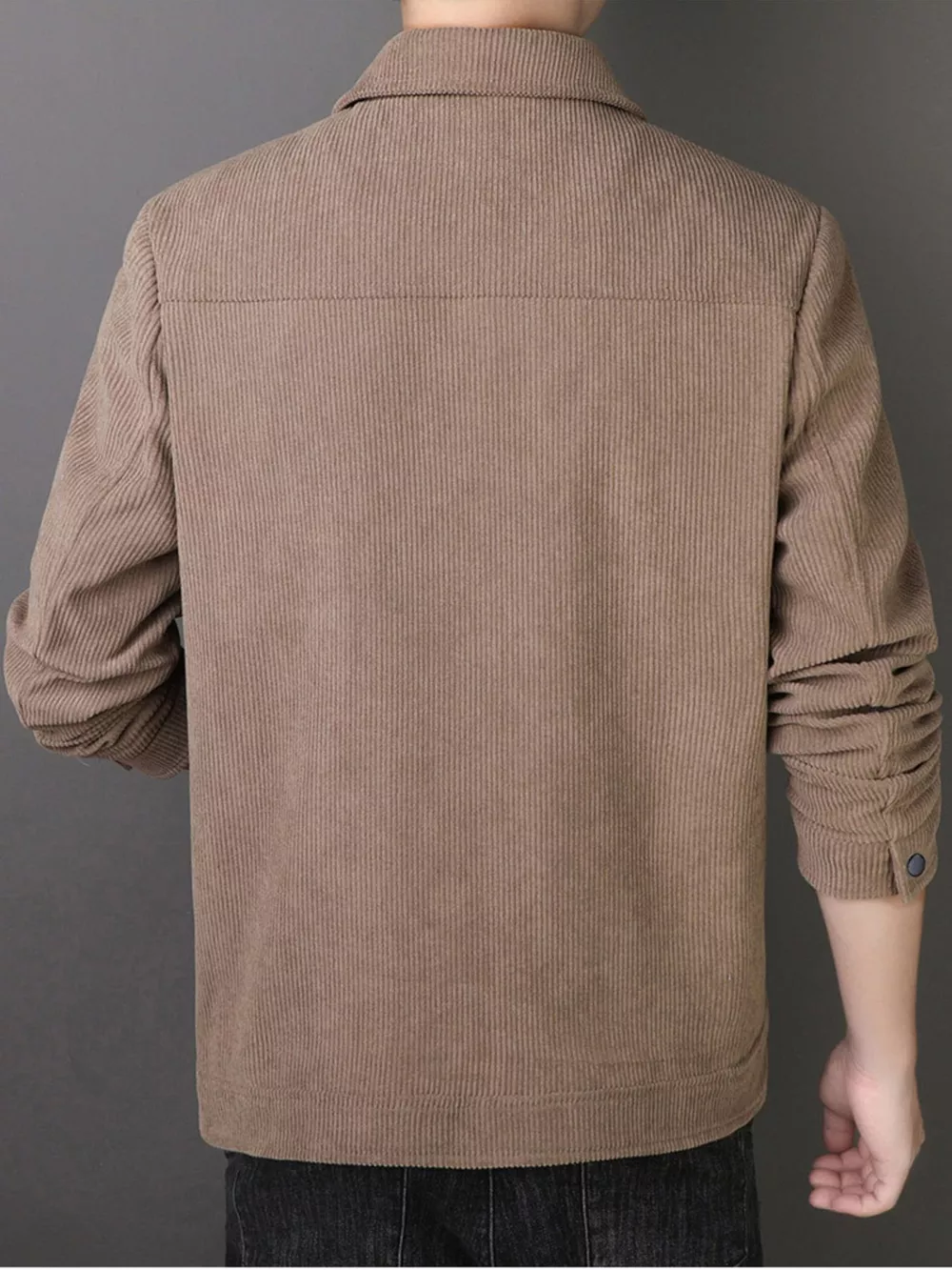 Men's Plus Size Casual Corduroy Button-Down Jacket, image 4