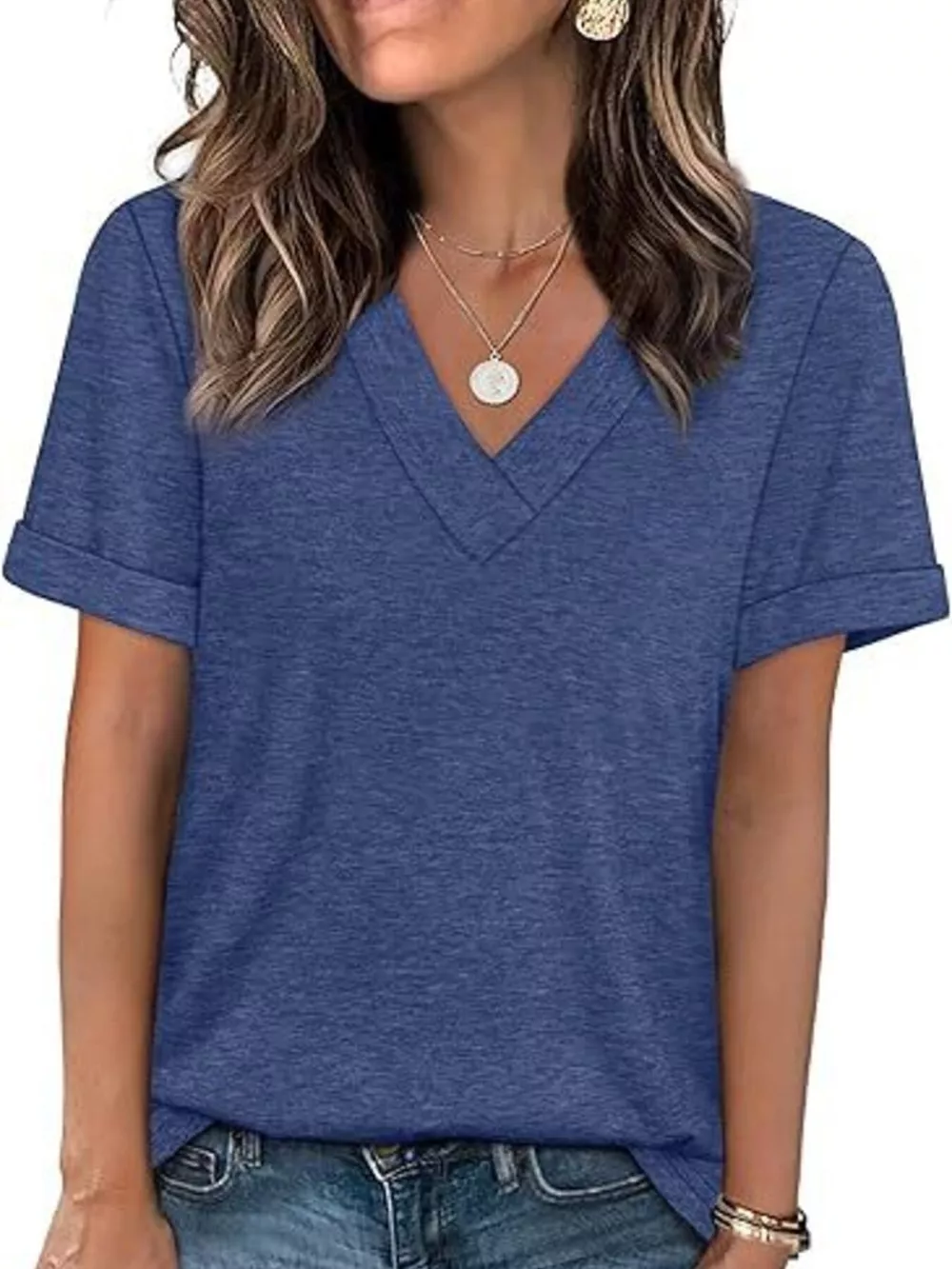 Casual V-Neck Short Sleeve T-Shirt, image 27