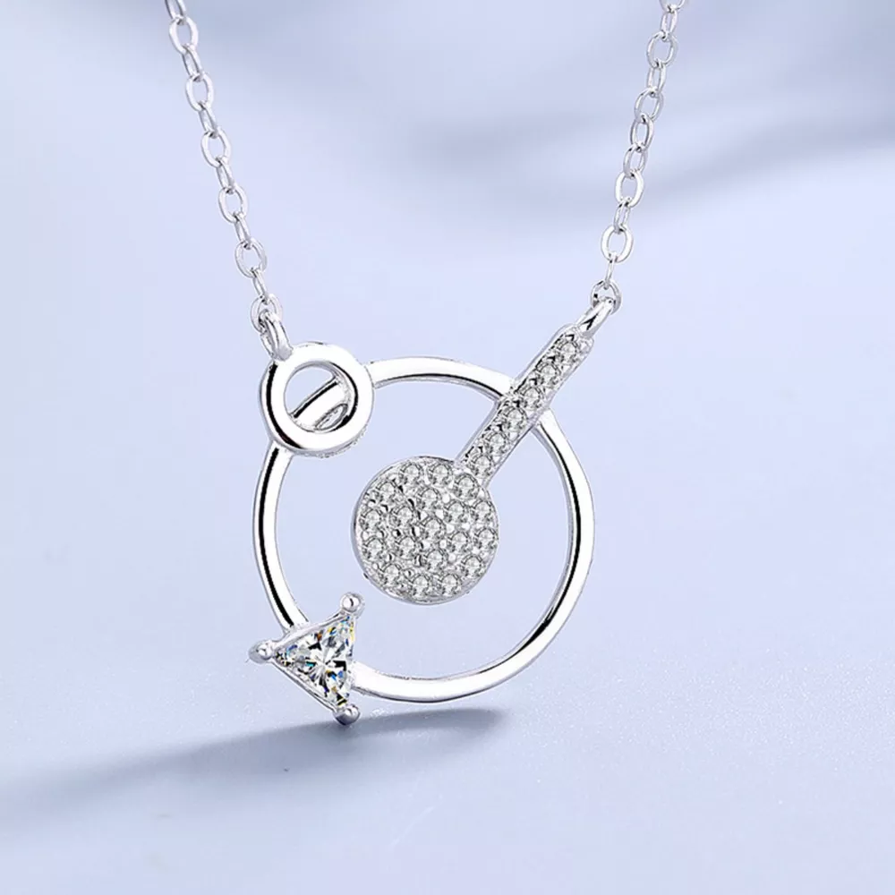 925 Sterling Silver Zircon Geometric Pendant Necklace, image 3