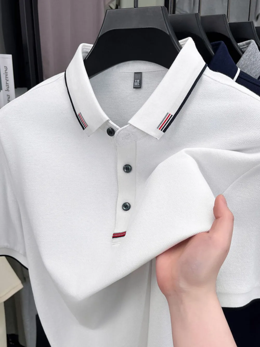 Men's Plus Size Button Detail Short Sleeve Polo, image 5