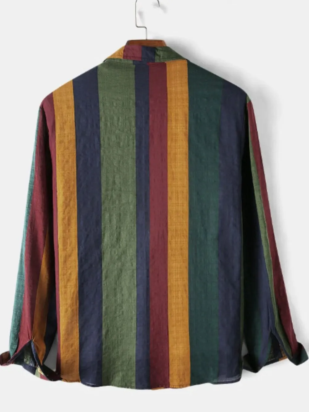 Men's Plus Size Striped Button Up Long Sleeve Shirt, image 2