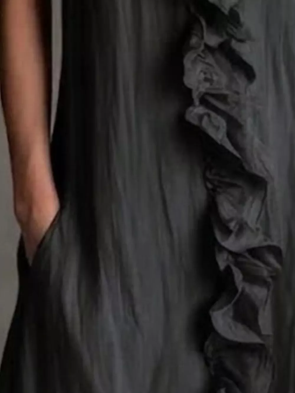 Sleeveless Ruffle Trim V-Neck Midi Dress, image 4