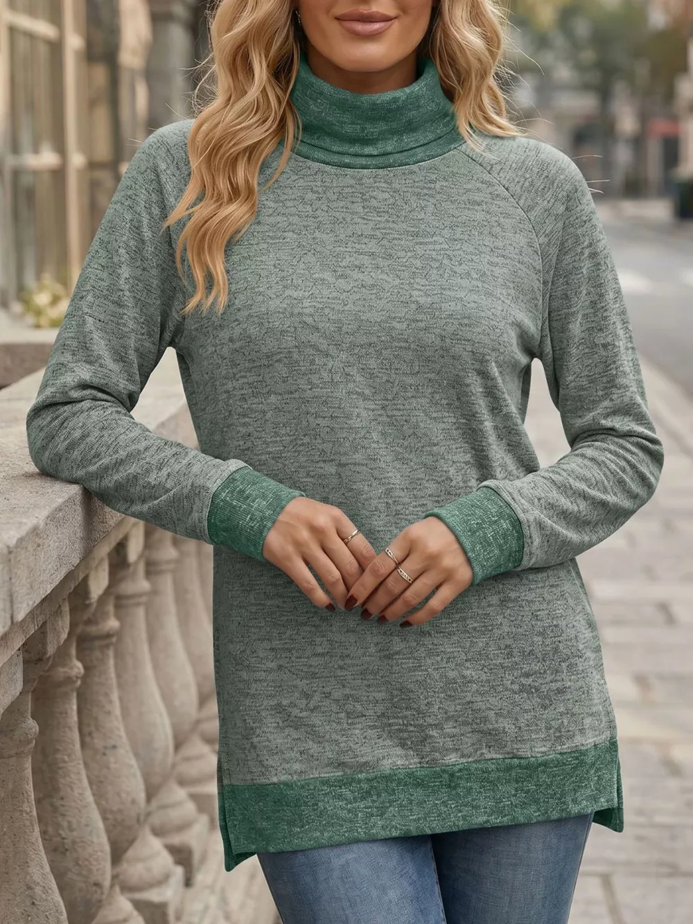 Turtleneck Raglan Sleeve T-Shirt, image 24