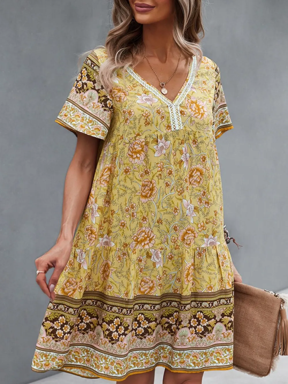 Floral Print V-Neck Summer Dress, image 4