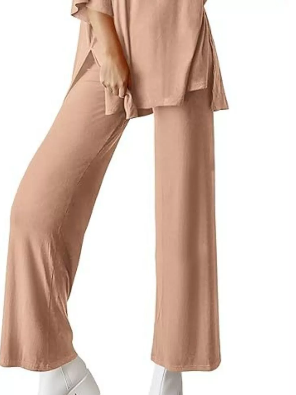 Slit Round Neck Top and Pants Set, image 31