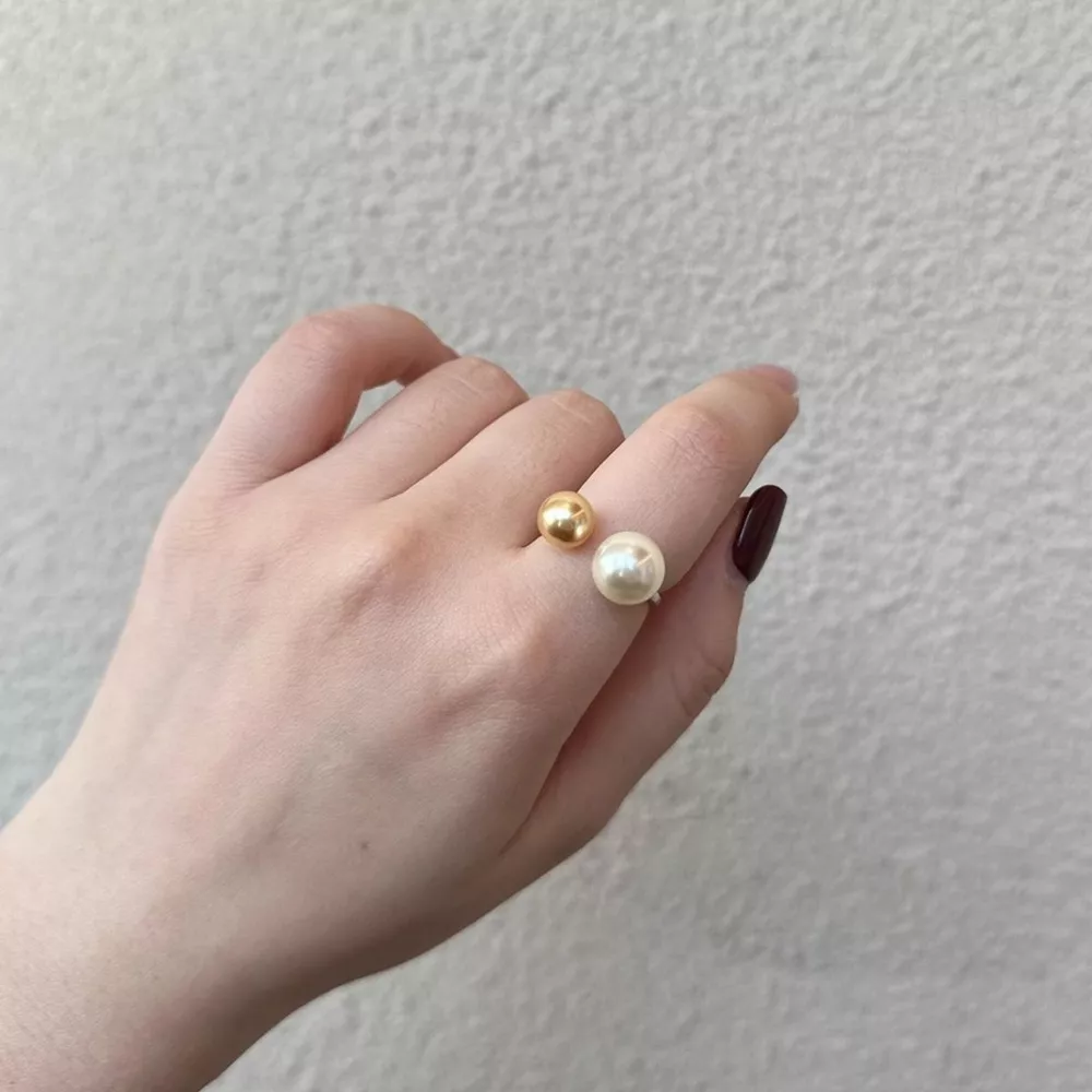 Double Pearl Open Ring