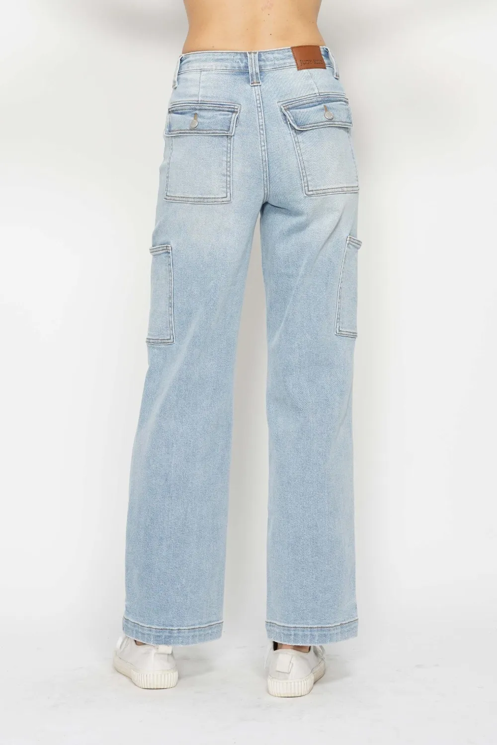 Full Size High Waist Straight Cargo Jeans, image 4
