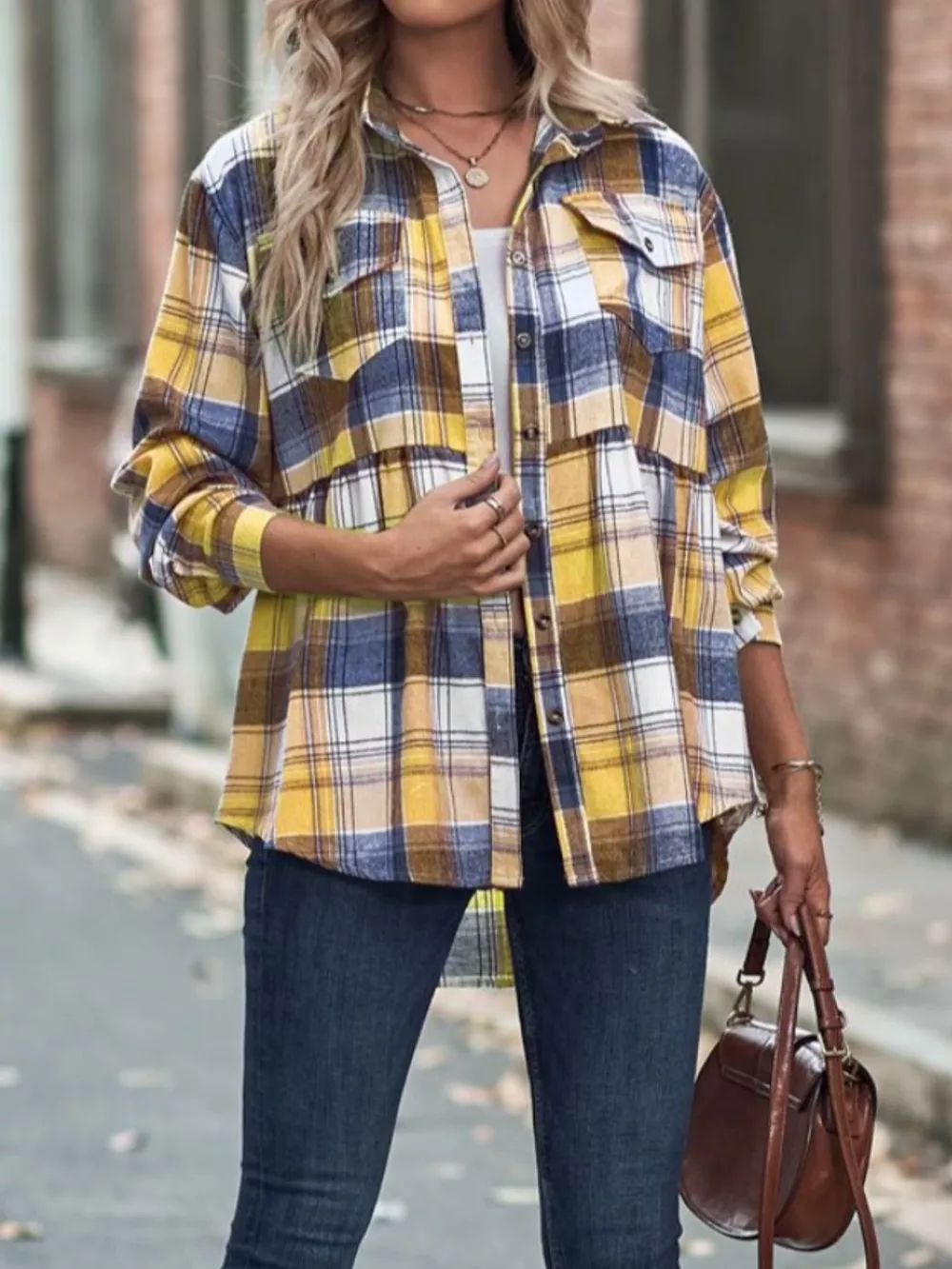 Plaid Button-Down Long Sleeve Shirt, image 15