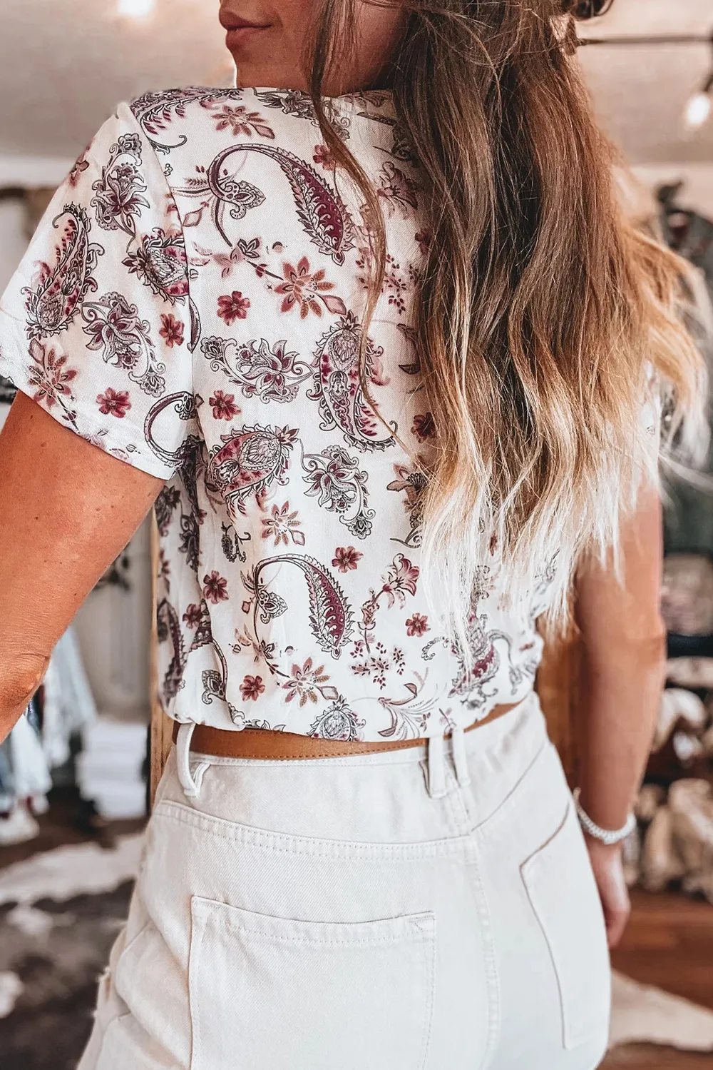 Paisley Mock Neck T Shirt, image 6