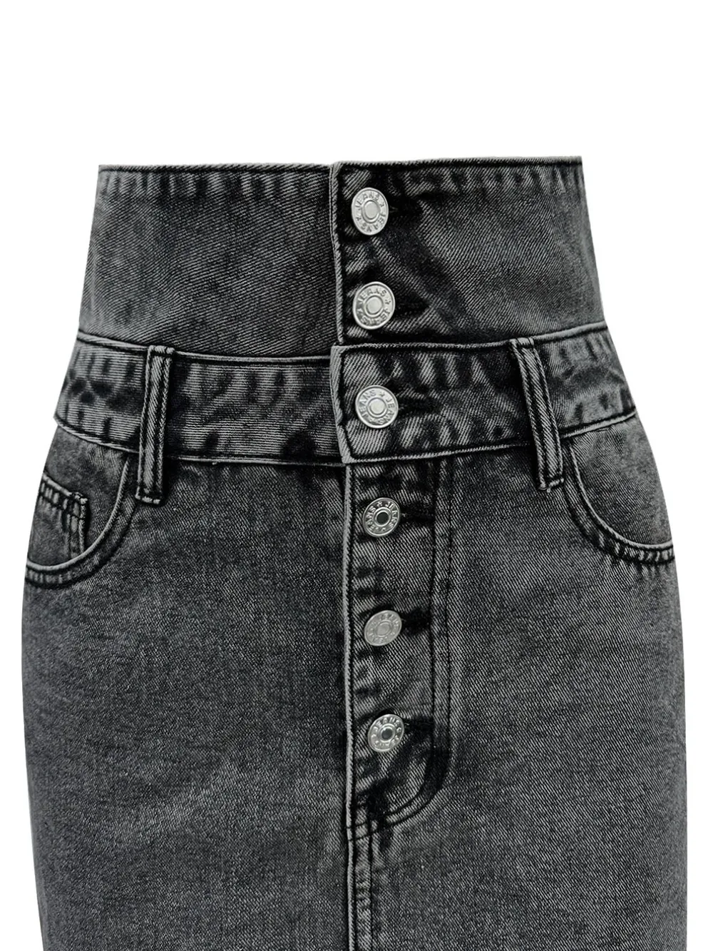 Raw Hem High Waist Denim Skirt, image 5