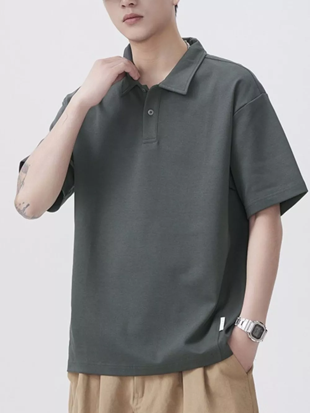 Men's Plus Size Button Detail Short Sleeve Polo