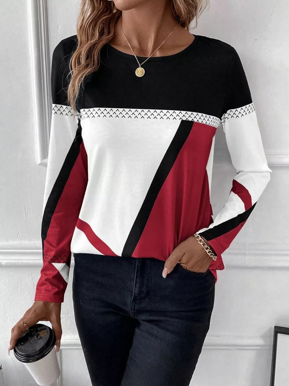 Color Block Long Sleeve T-Shirt, image 7