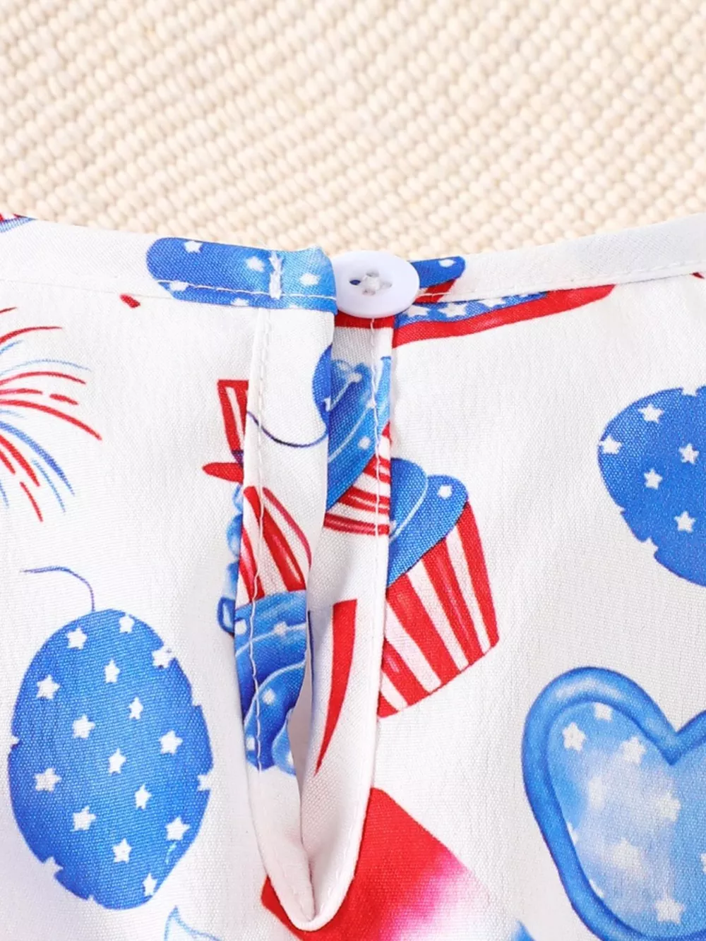 Children's Patriotic Print Ruffle Sleeve One-Piece, image 6
