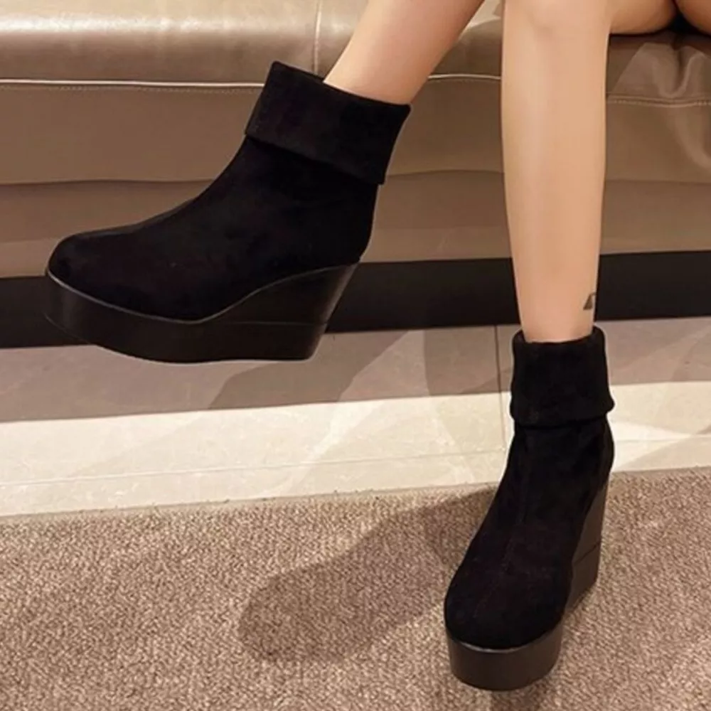 Round Toe Wedge Boots, image 5