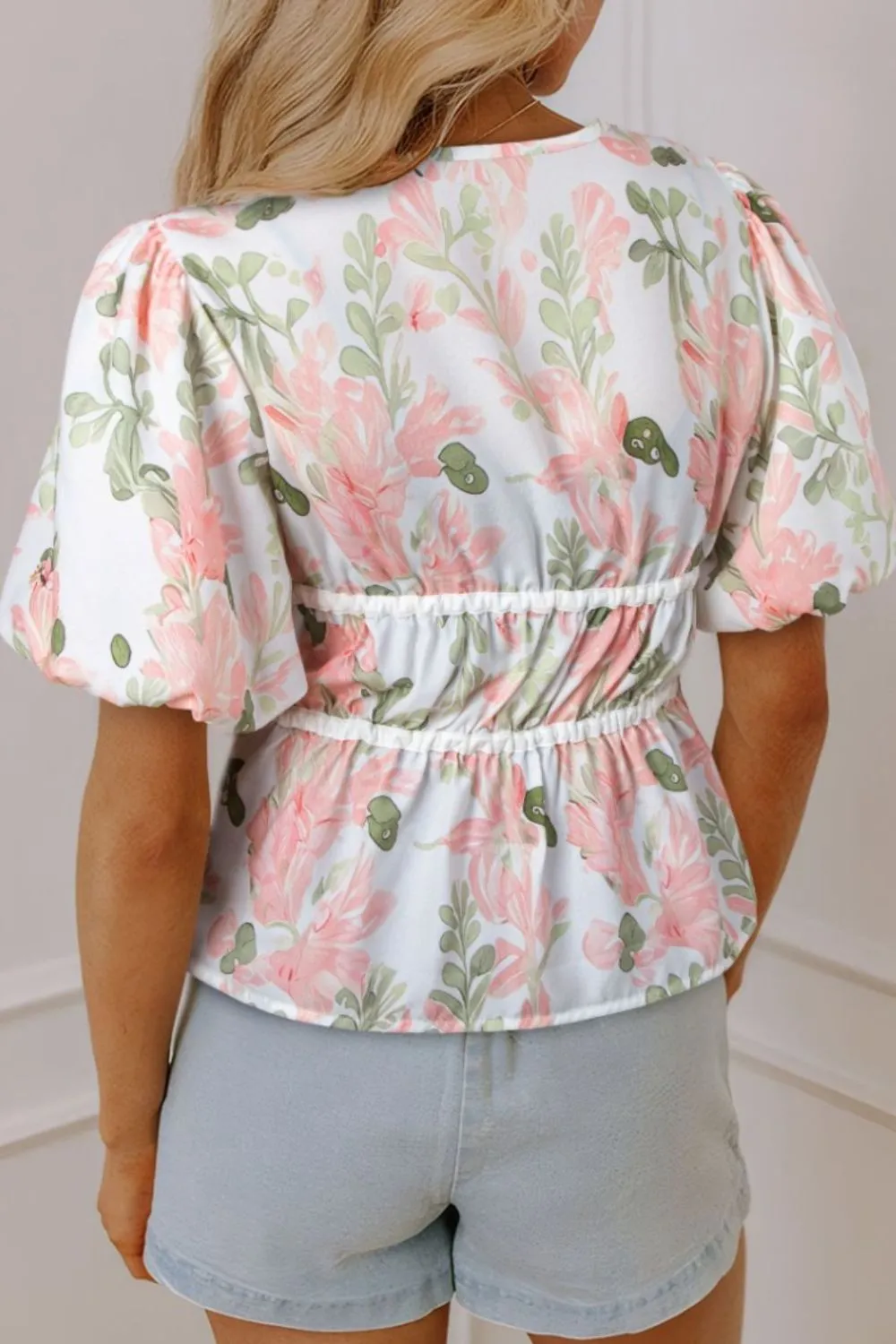 Tied Printed Short Sleeve Blouse, image 10