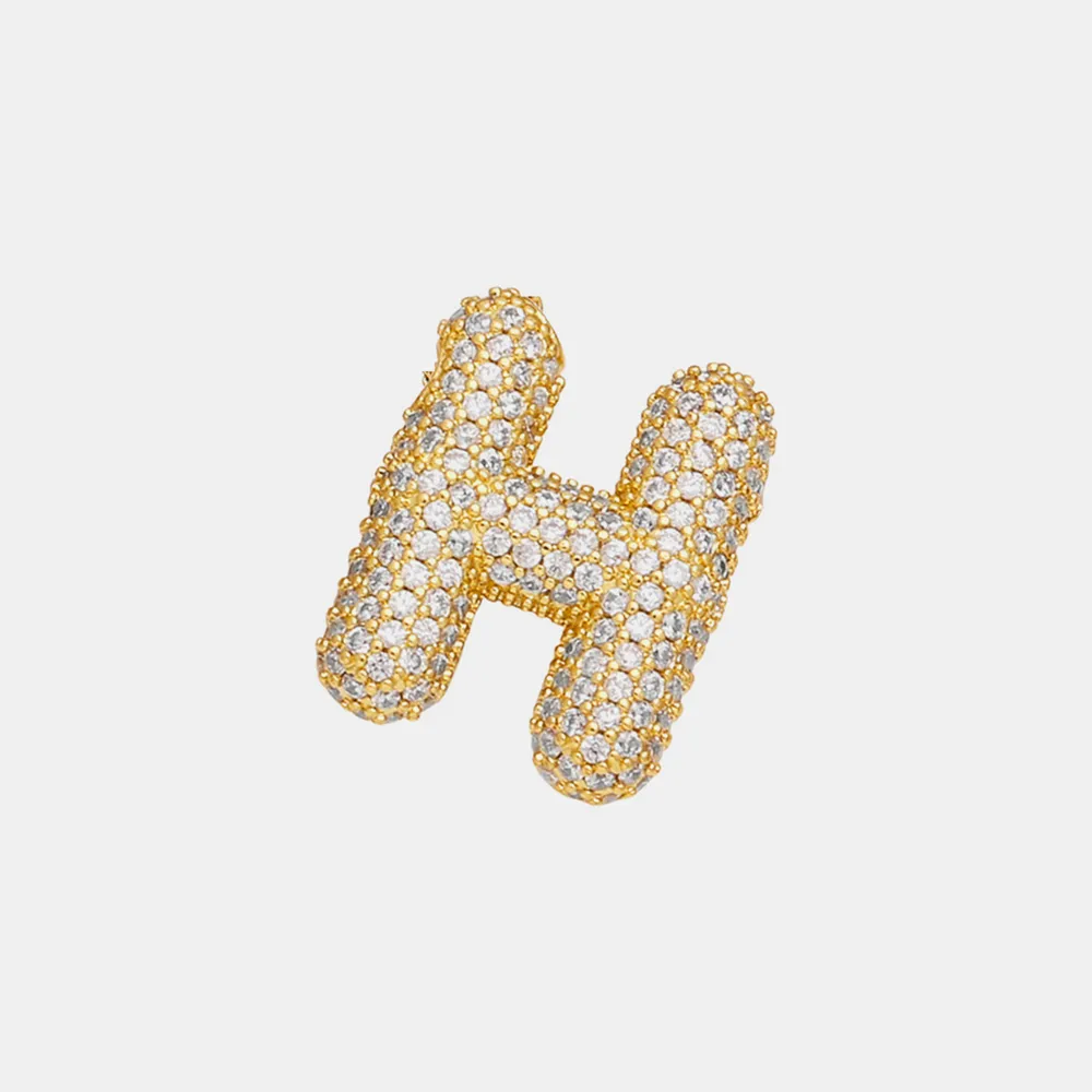 Inlaid Zircon Bubble Initial Necklace, image 10