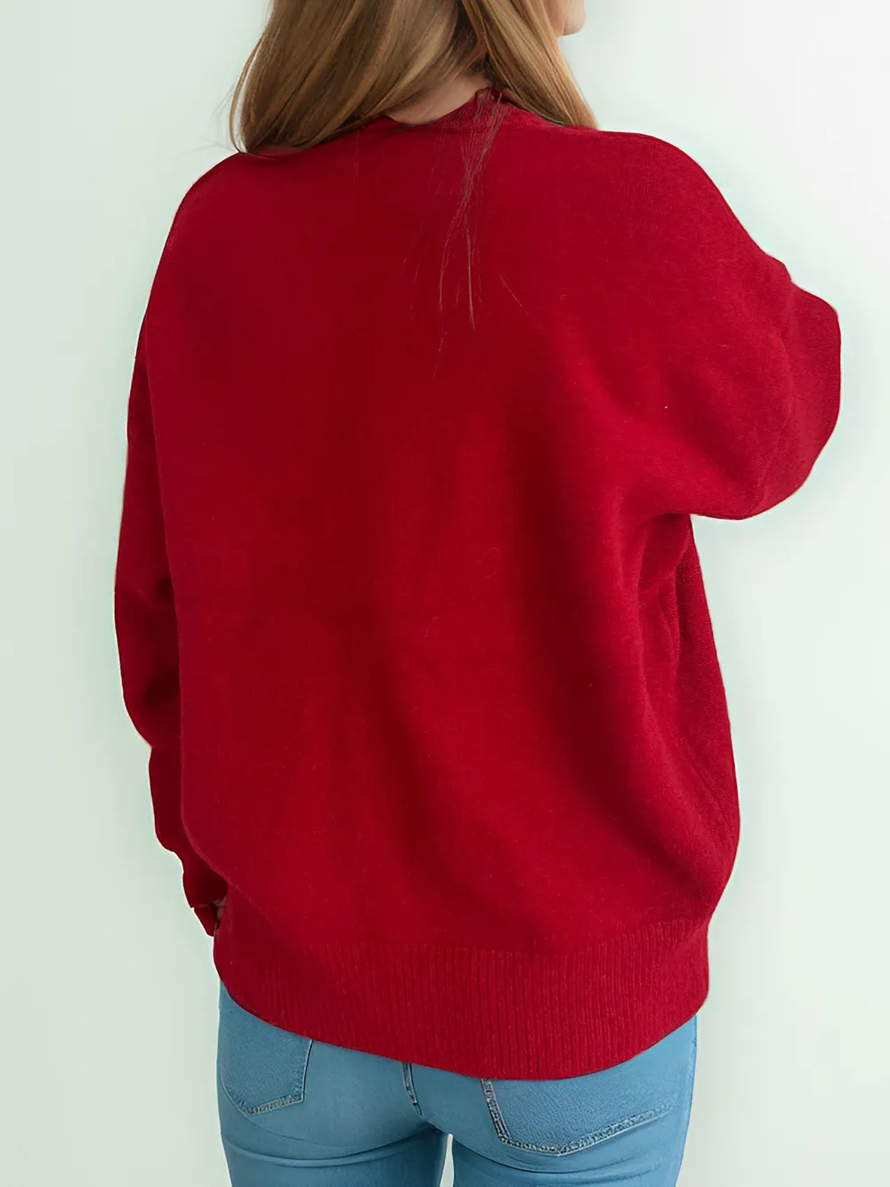 Round Neck Dropped Shoulder Long Sleeve Sweater, image 12