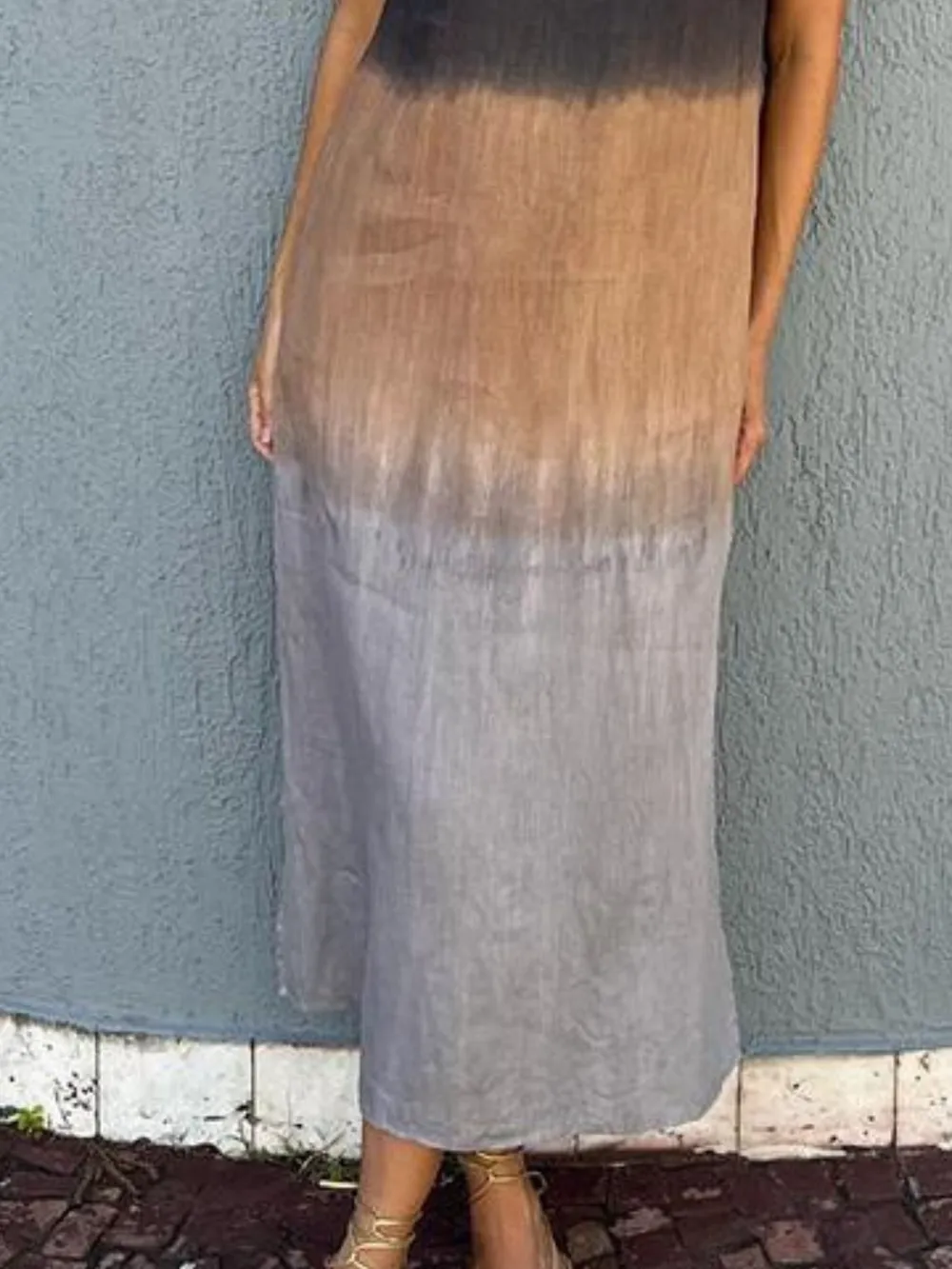 Full Size Sleeveless Gradient Tank Midi Dress Plus Size, image 21