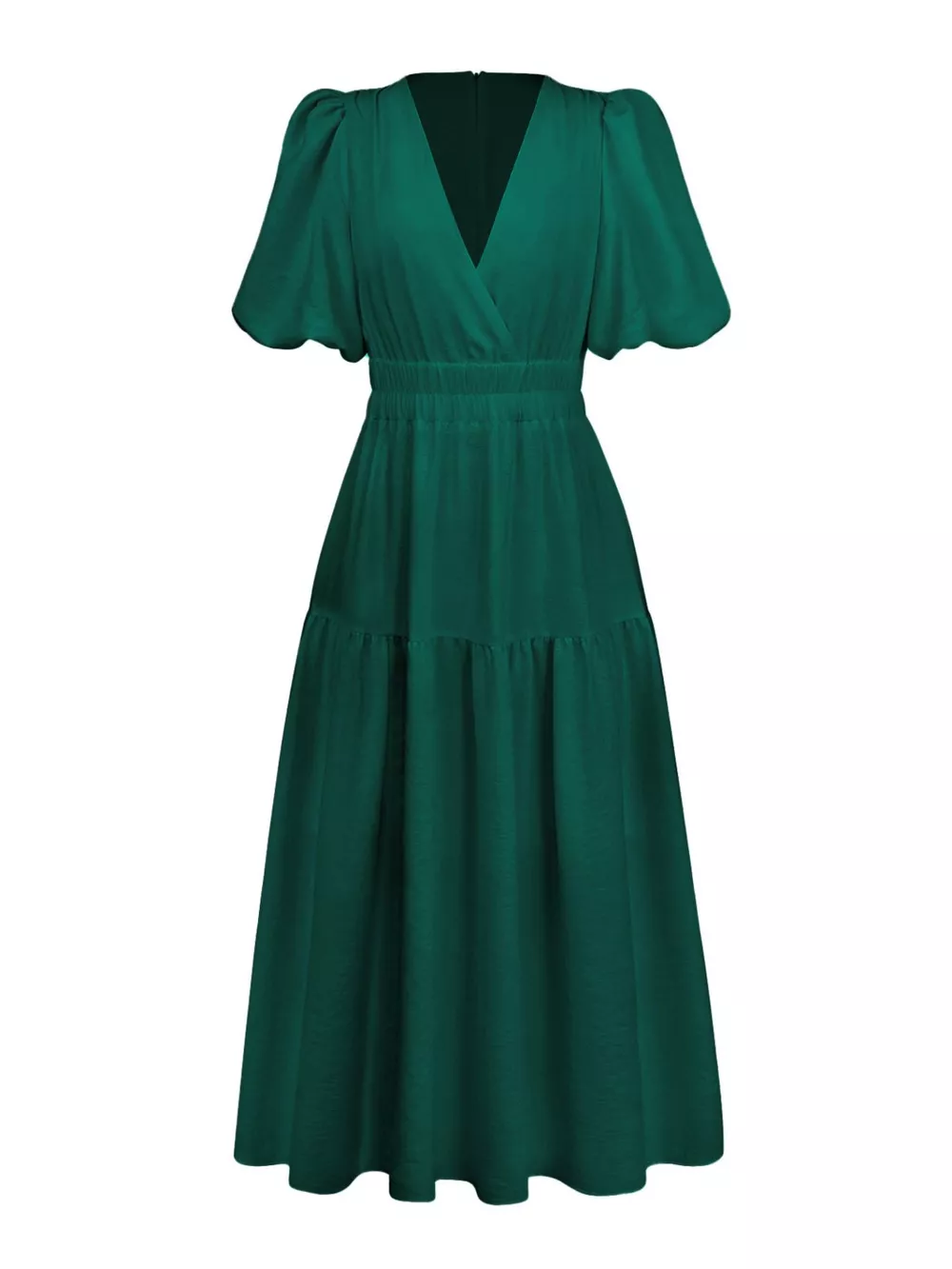 Elegant Puff Sleeve V-Neck Midi Dress, image 25
