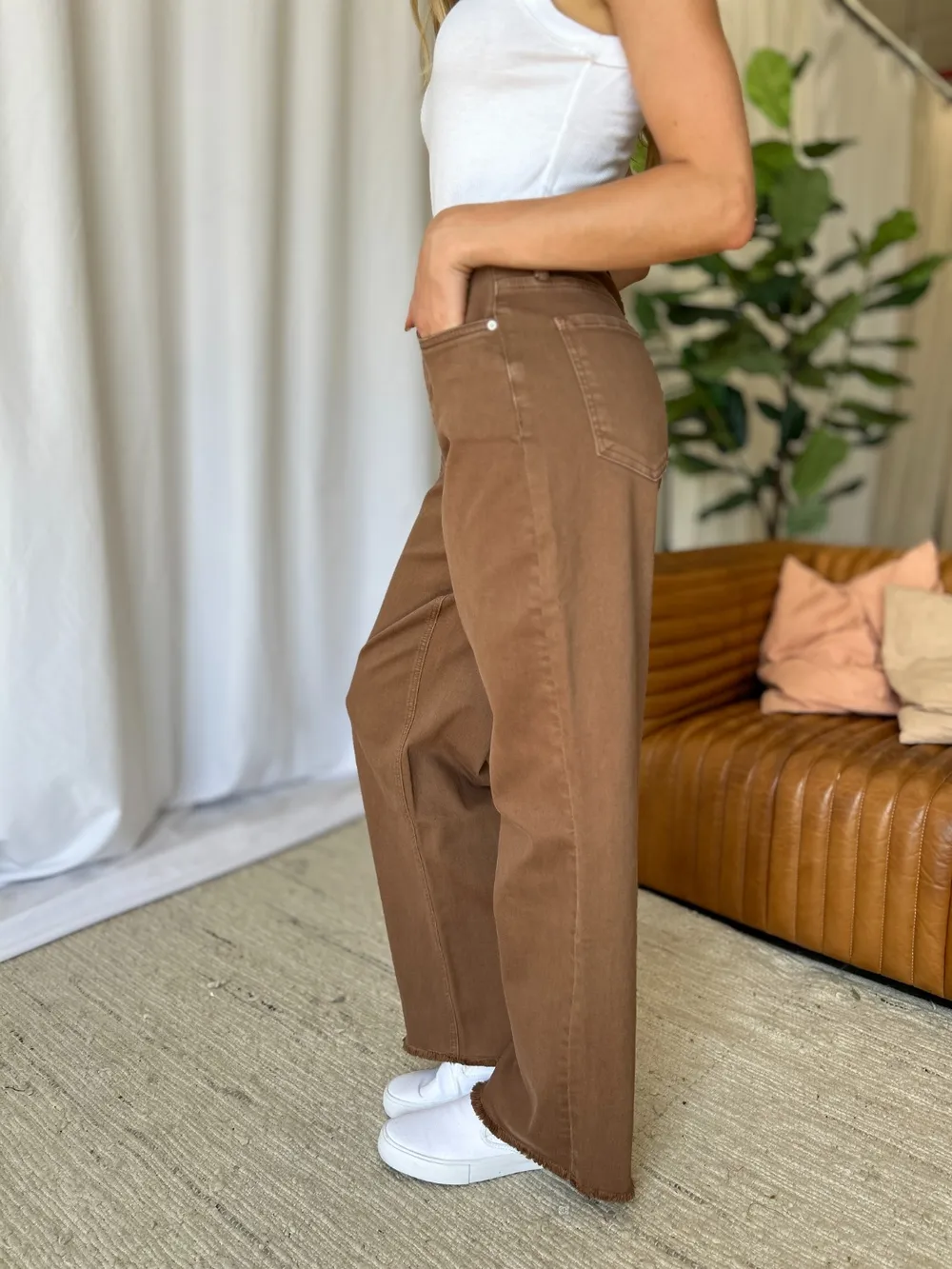 Full Size High Rise Garment Dye Wide Leg Jeans, image 21