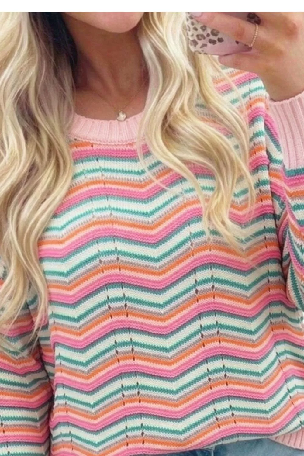 Chevron Striped Knit Sweater, image 3