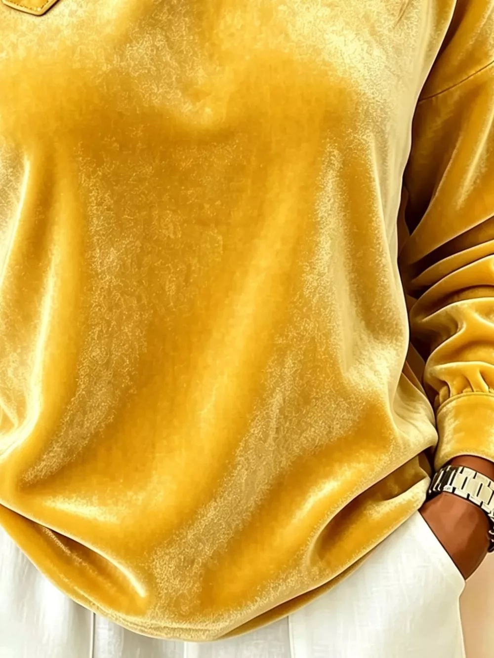 Full Size Velvet Asymmetrical Neck Sweatshirt with Buckle Detail Plus Size, image 10