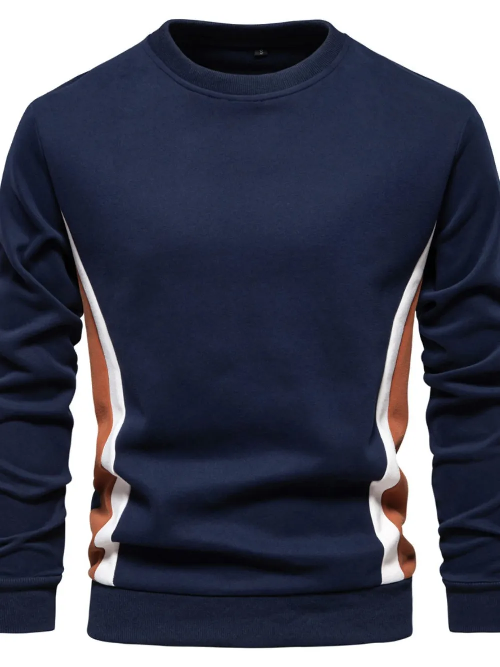Men's Side Striped Contrast Round Neck Sweatshirt, image 2