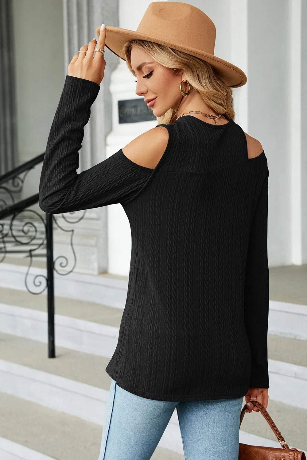Round Neck Cold Shoulder T-Shirt, image 13