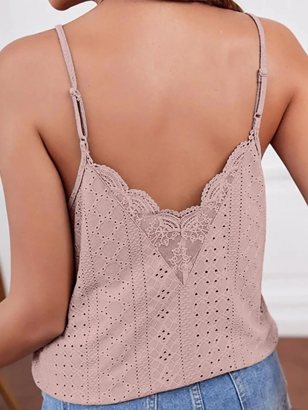 Eyelet Lace Detail V-Neck Cami, image 9
