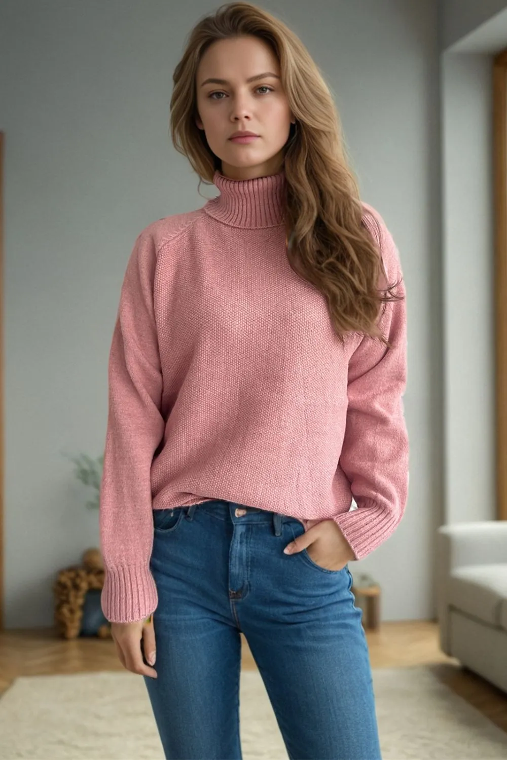 Ribbed Turtleneck Raglan Sleeve Sweater, image 13