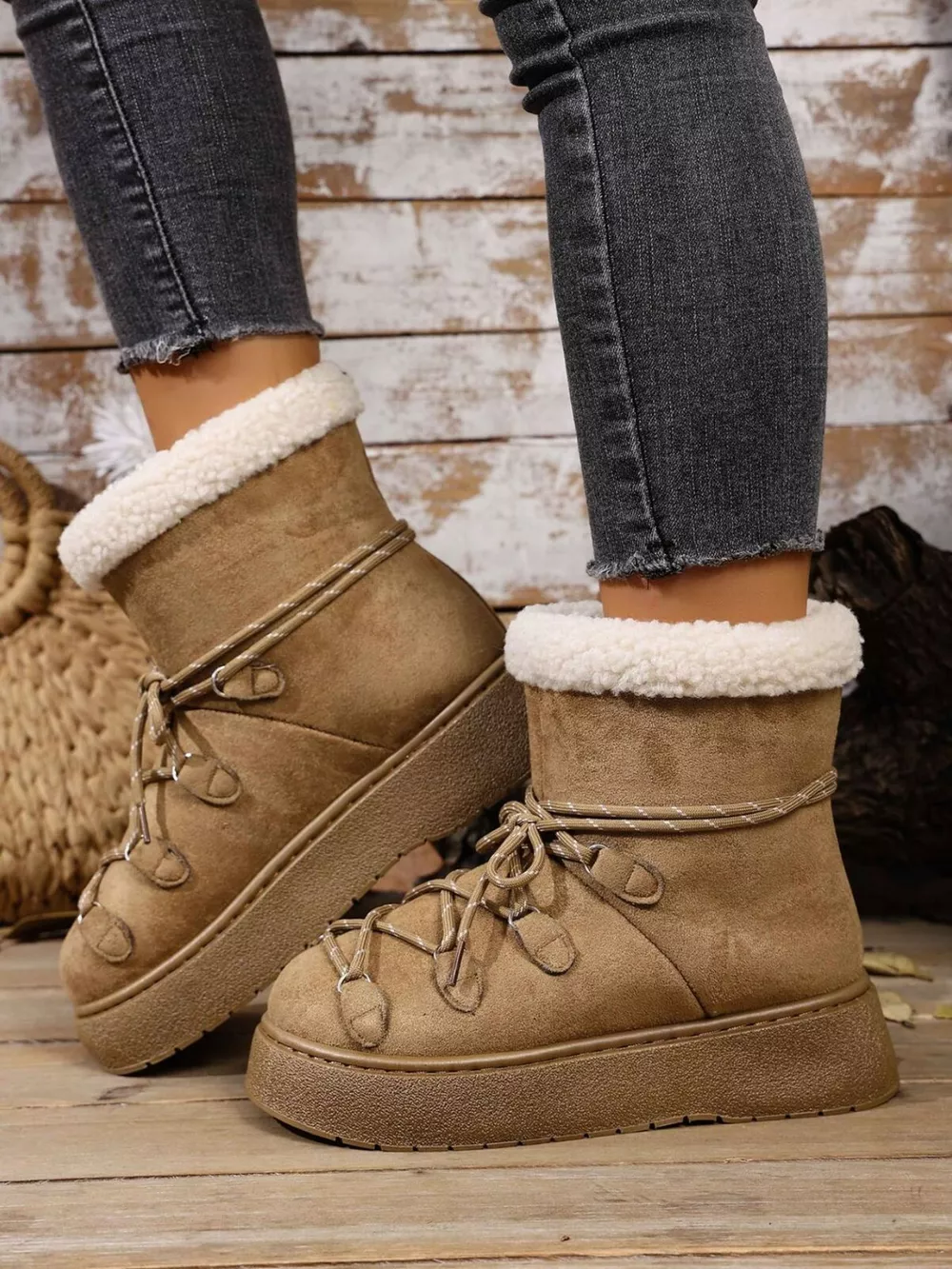 Round Toe Lace Up Platform Boots, image 5