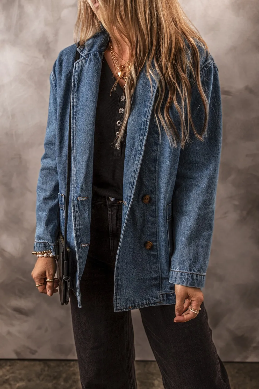 Pocketed Long Sleeve Denim Jacket, image 12
