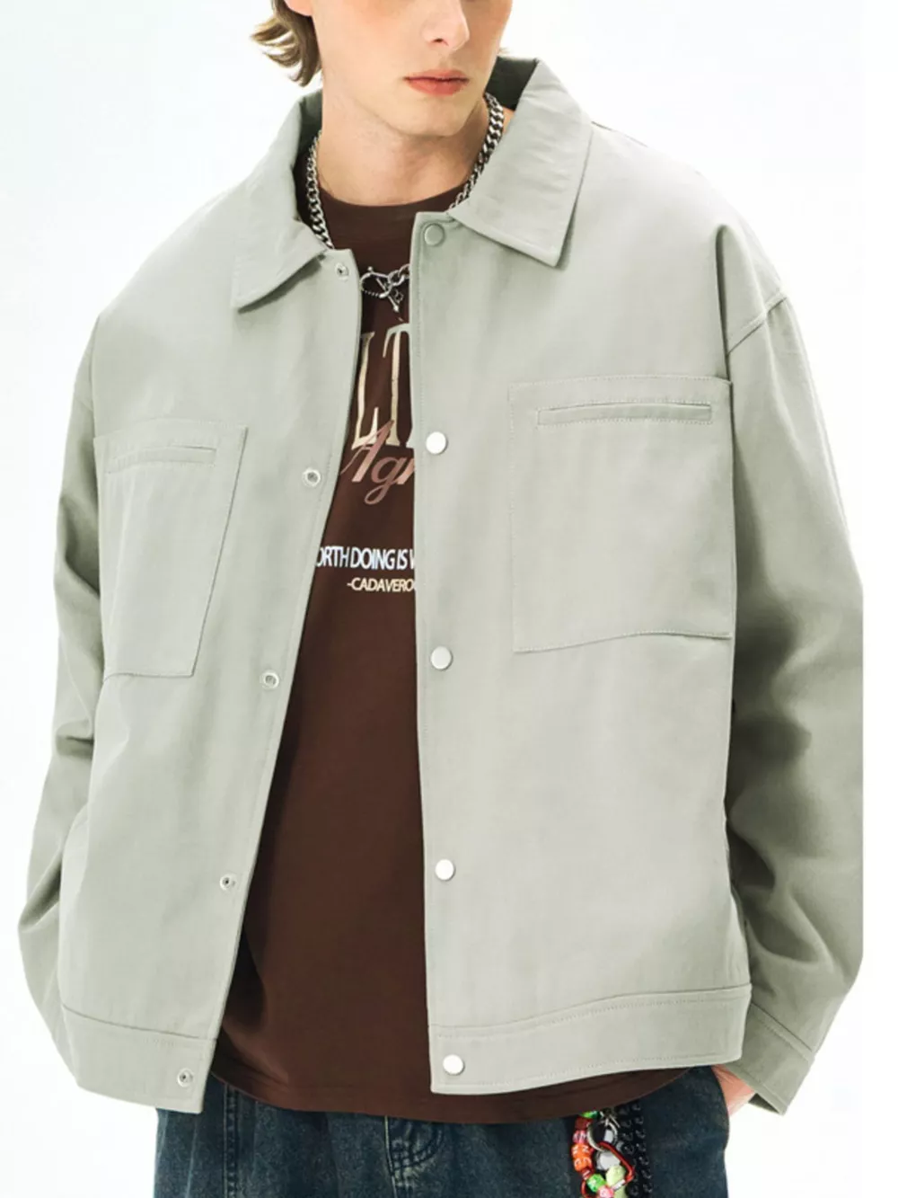 Men's Plus Size Casual Snap Down Jacket, image 5