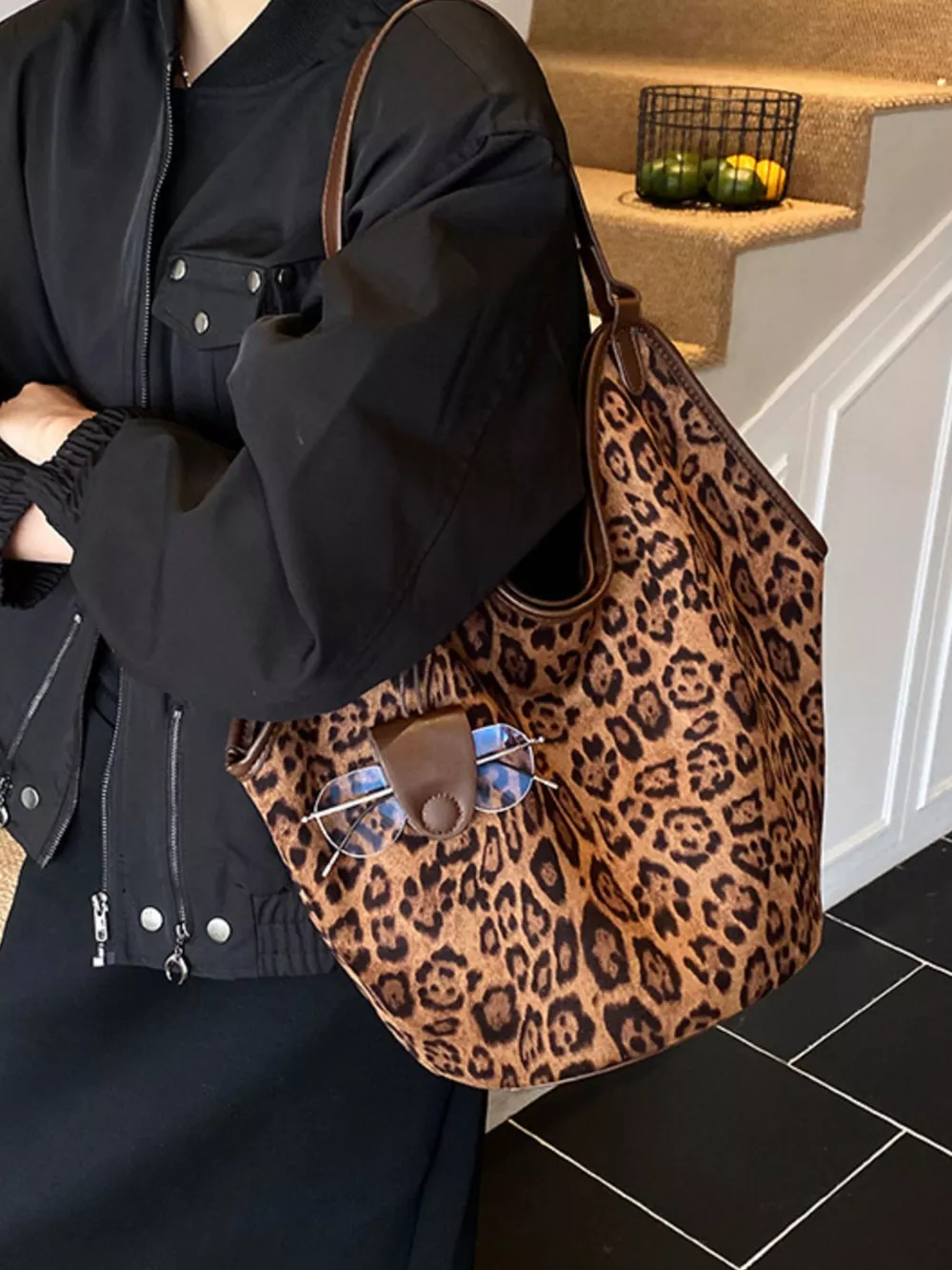 Leopard Print Large Tote Bag, image 9