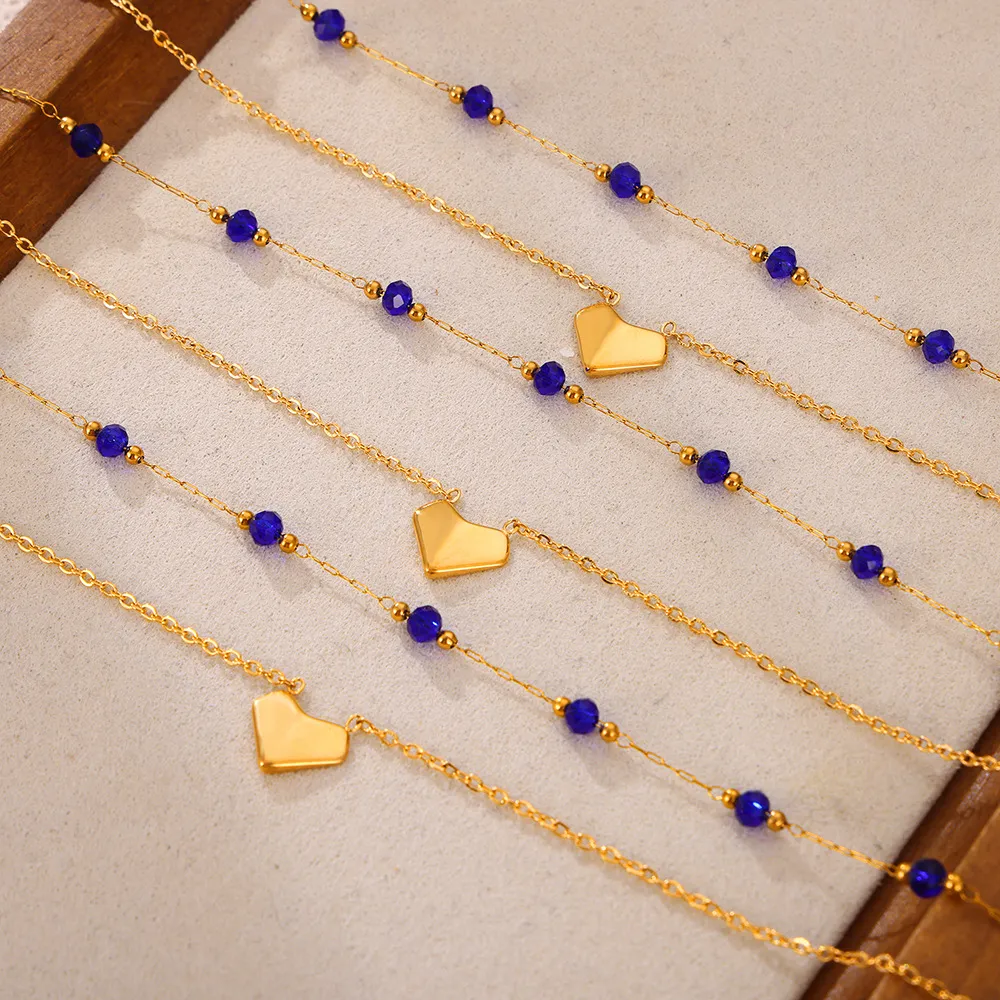 Titanium Steel Section Crystal Double-Layered Necklace, image 3
