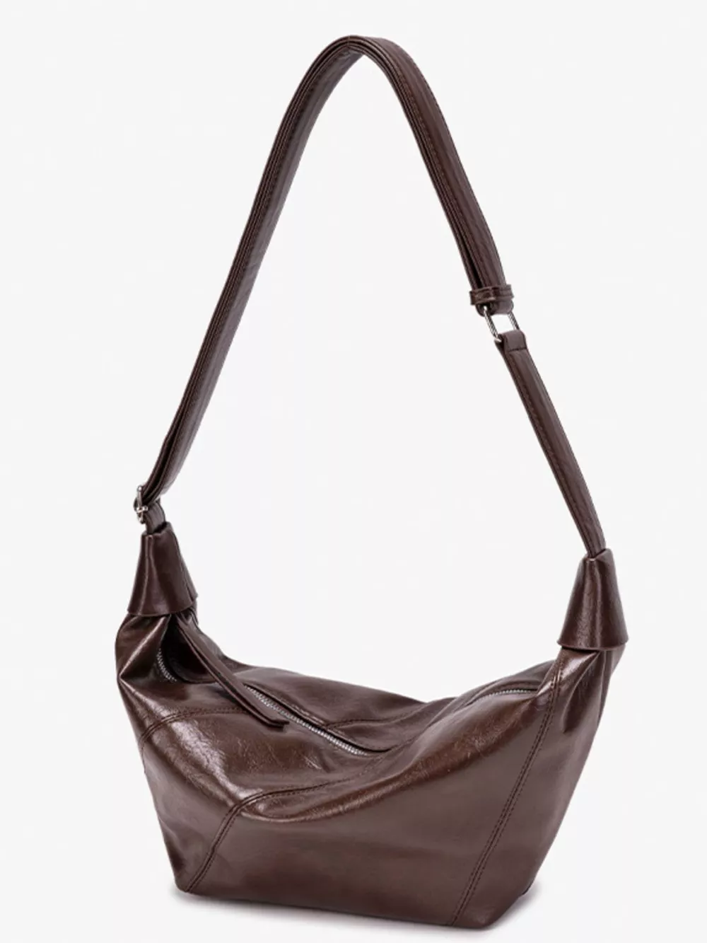 Minimalist PU Leather Dumpling Crossbody Bag with Adjustable Strap, image 6
